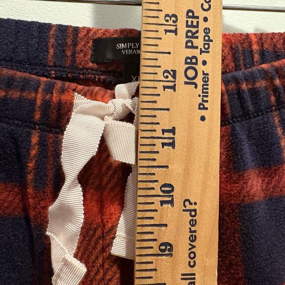 Plaid Pajama Set Womens XL Red Navy Tartan Lounge Button Top & Bottoms Soft Cozy - Picture 9 of 12